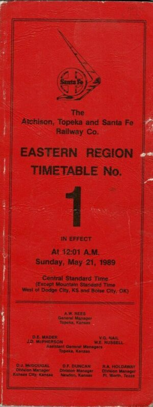 Atchison-Topeka-Santa-Fe-Railway-Eastern-Lines-Timetable-1-1989-FREE-SHIP-401839476248