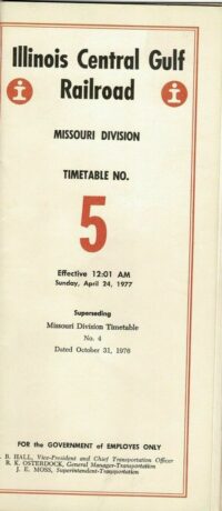 Illinois Central Gulf, Missouri Div Timetable 1977