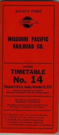 Missouri Pacific Employee Timetable 1979
