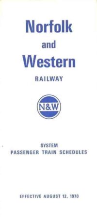 Norfolk & Western Passenger Time Table 1970