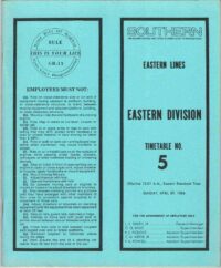 Southern Railway Eastern Div Employee Timetable 1984