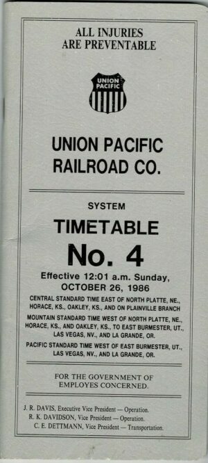 Union-Pacific-Railroad-Timetable-No-4-October-26-1986-FREE-SHIP-163828324888