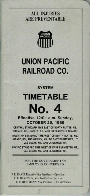 Union-Pacific-Timetable-no-4-October-26-1986-FREE-SHIP-401856294298