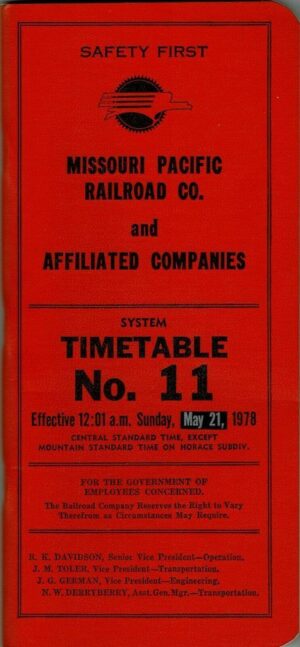Missouri-Pacific-Railroad-Company-Timetable-No-11-May-21-1978-FREE-SHIP-401938048909