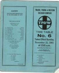 Toledo Peoria & Western Timetable 1981